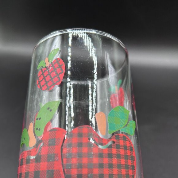 Vintage 1996 Anchor Hocking Applejack 16 oz Iced Tea Glass Apple Print VTG - Picture 4 of 11